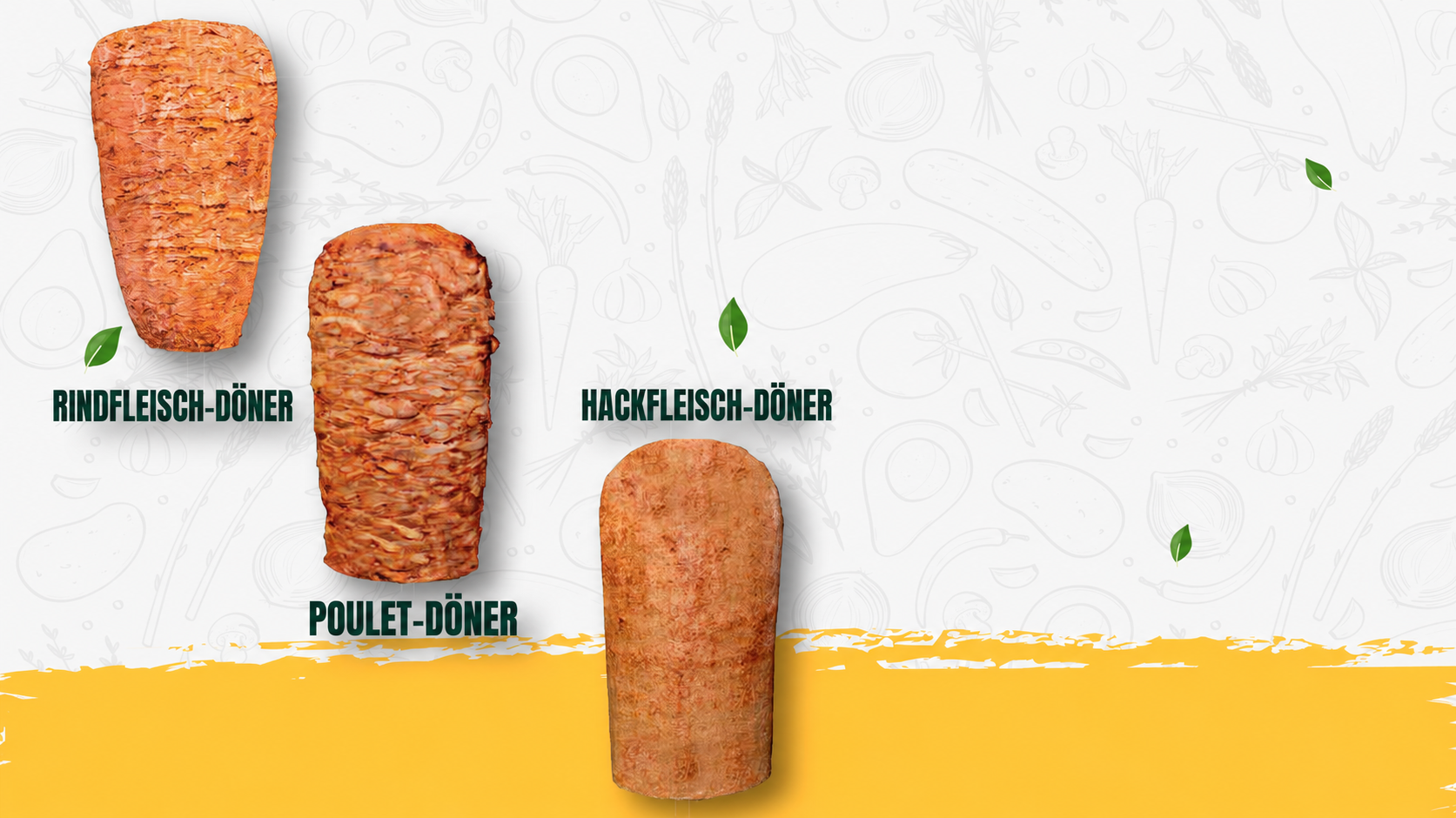 RINDFLEISCH-DÖNER, POULET-DÖNER, HACKFLEISCH-DÖNER