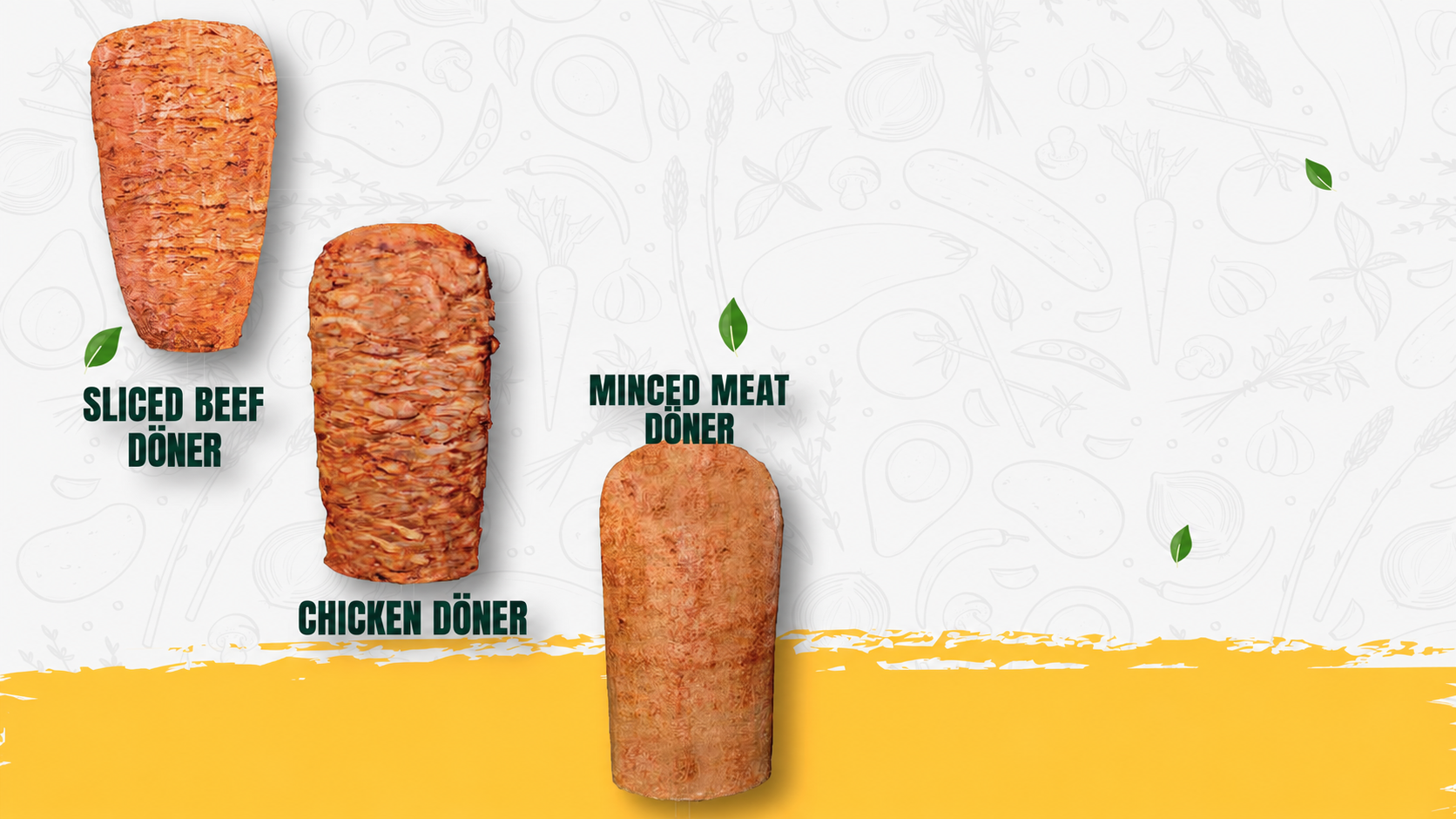 SLICED BEEF DÖNER, CHICKEN DÖNER, MINCED MEAT DÖNER